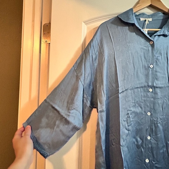 NWT MILIO MILANO  jean blue viscose dress silky‎ looks button down size medium - Picture 8 of 10